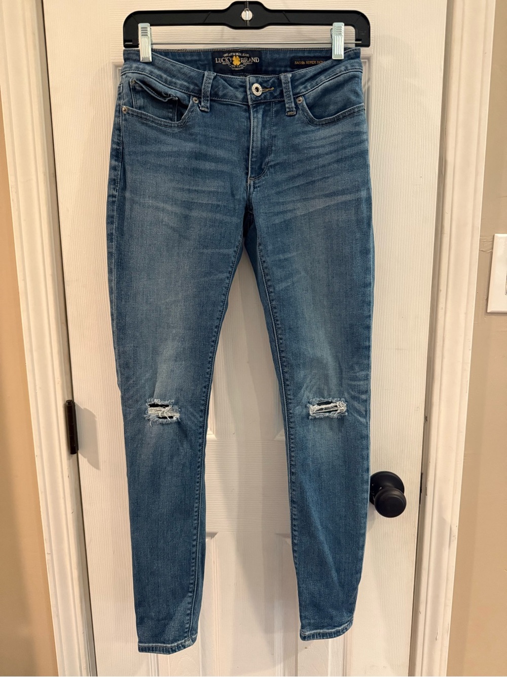 Lucky Brand Medium Blue Distressed Skinny Jeans